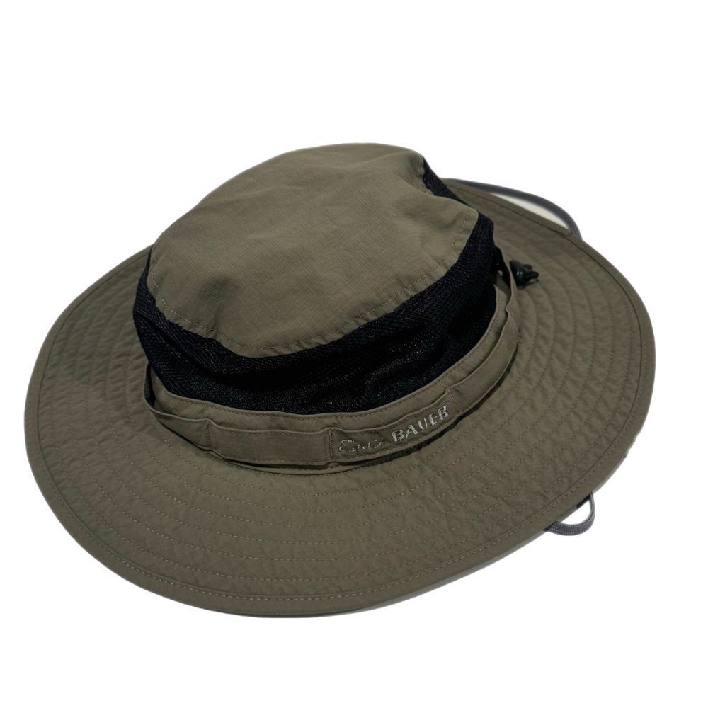 2/$20 Eddie Bauer Sun Bucket Hat Fishing khaki Nylon Brimmed Boonie - Picture 1 of 4